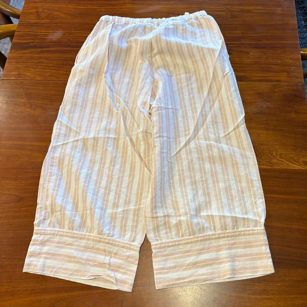 Haven Well Within Organic Cotton Linen Striped Pajama Set Size M Toasted Almond - Picture 4 of 5